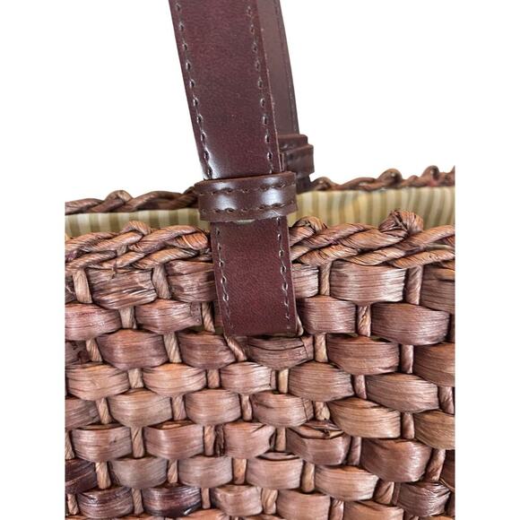 CORN-HUSH BROWN STRAW TOTE BAG 16’x 14’ CLOTH LINEN BOHO BEACH BAG VERSATILE - Picture 4 of 15